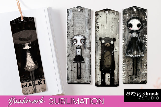 Cute Halloween Printable Bookmarks - Gothic Bookmark PNG Sublimation OrangeBrushStudio 
