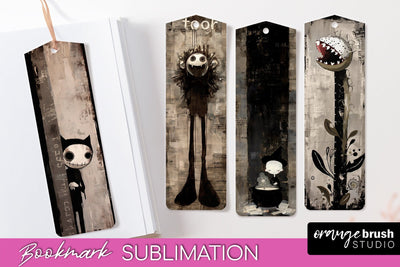 Cute Halloween Printable Bookmarks - Gothic Bookmark PNG Sublimation OrangeBrushStudio 
