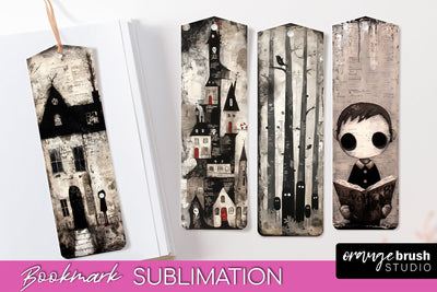 Cute Halloween Printable Bookmarks - Gothic Bookmark PNG Sublimation OrangeBrushStudio 