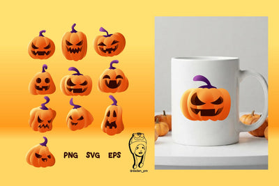 Cute Halloween Pumpkin Clipart and Sublimation SVG dadan_pm 