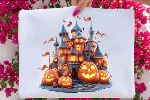 Cute Halloween Pumpkin House Clipart Bundle. Sublimation SVGArt 
