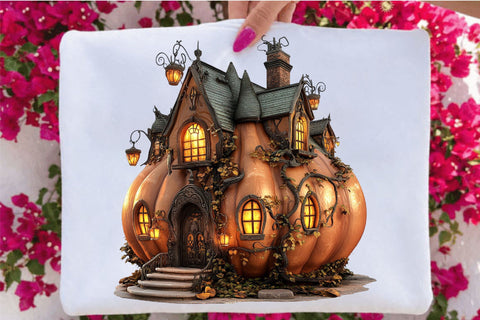 Cute Halloween Pumpkin House Clipart Bundle. Sublimation SVGArt 