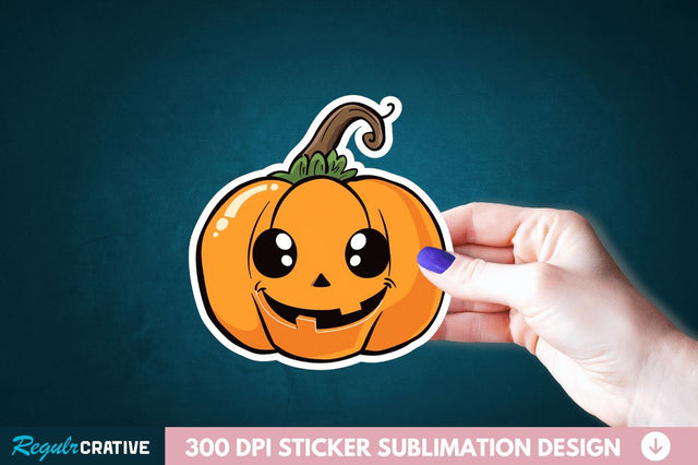 Cute Halloween Pumpkin Sticker Clipart Sublimation Regulrcrative 