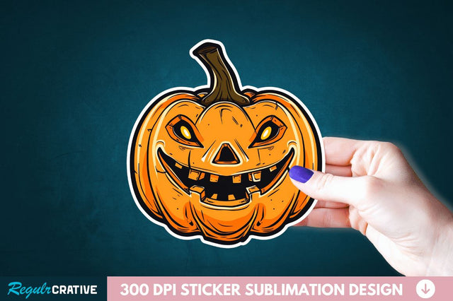 Cute Halloween Pumpkin Sticker Clipart Sublimation Regulrcrative 