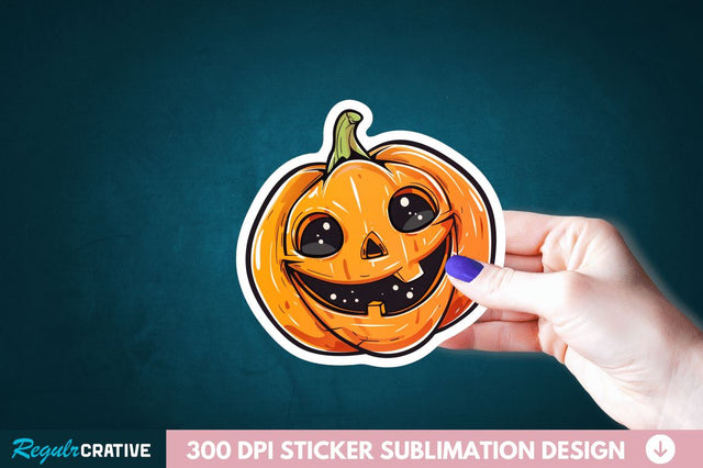 Cute Halloween Pumpkin Sticker Clipart Sublimation Regulrcrative 