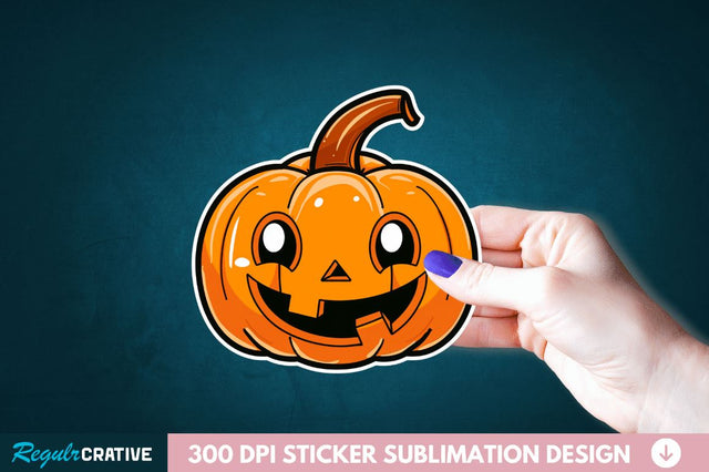 Cute Halloween Pumpkin Sticker Clipart Sublimation Regulrcrative 
