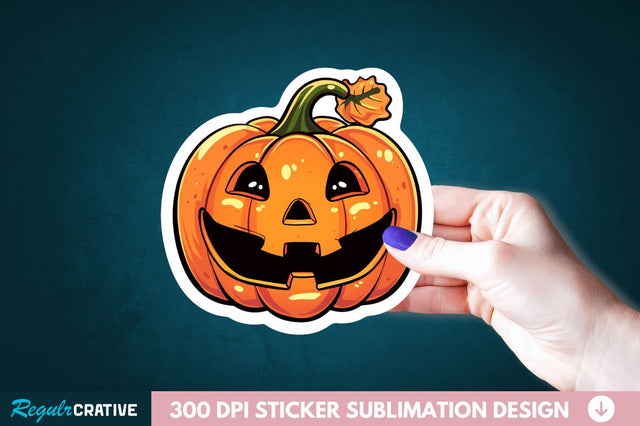 Cute Halloween Pumpkin Sticker Clipart Sublimation Regulrcrative 