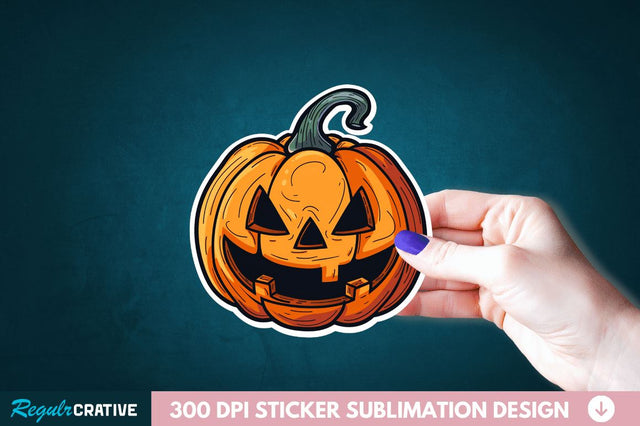 Cute Halloween Pumpkin Sticker Clipart Sublimation Regulrcrative 