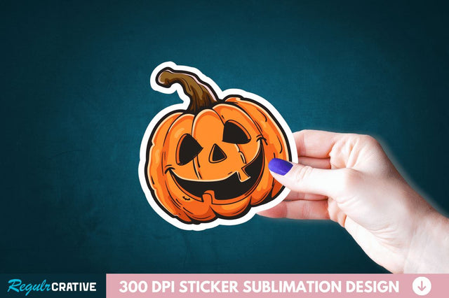 Cute Halloween Pumpkin Sticker Clipart Sublimation Regulrcrative 