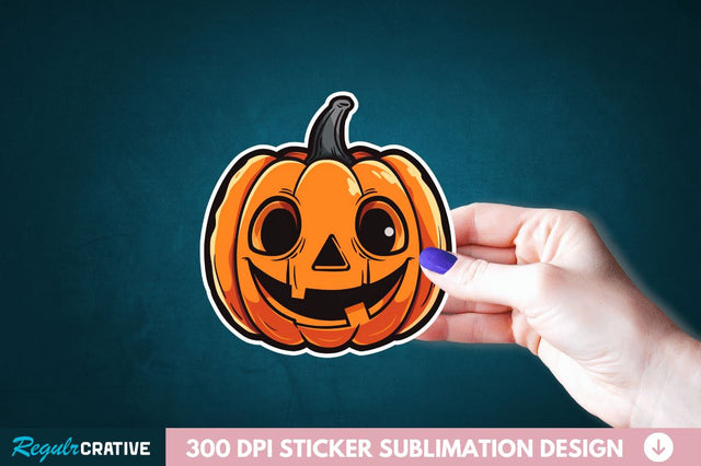 Cute Halloween Pumpkin Sticker Clipart Sublimation Regulrcrative 