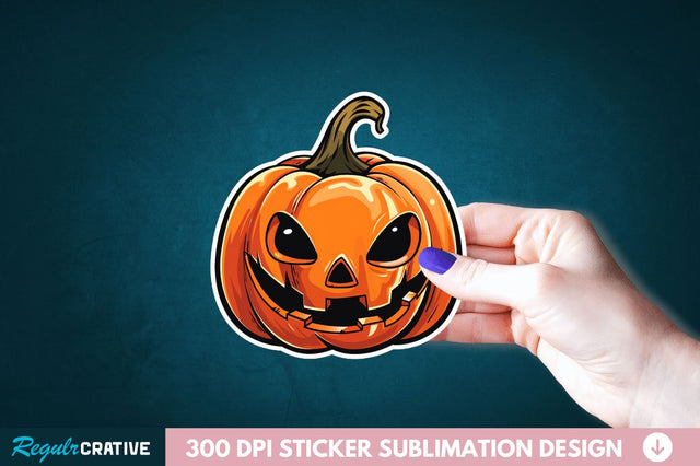 Cute Halloween Pumpkin Sticker Clipart Sublimation Regulrcrative 