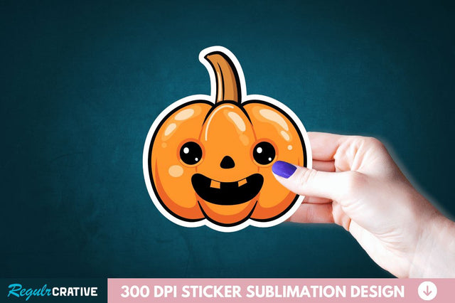 Cute Halloween Pumpkin Sticker Clipart Sublimation Regulrcrative 