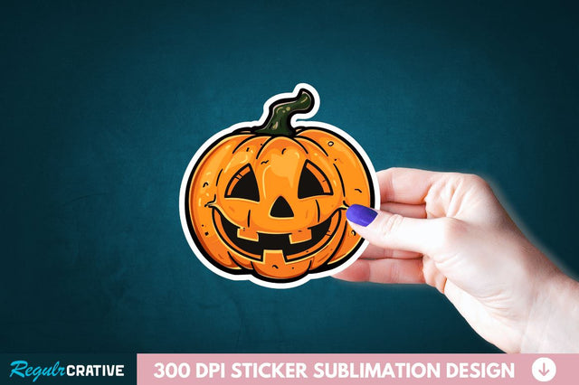 Cute Halloween Pumpkin Sticker Clipart Sublimation Regulrcrative 