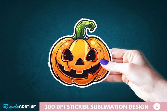 Cute Halloween Pumpkin Sticker Clipart Sublimation Regulrcrative 