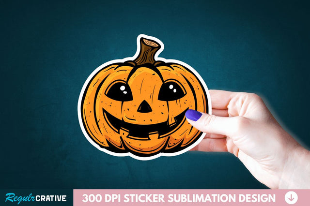 Cute Halloween Pumpkin Sticker Clipart Sublimation Regulrcrative 