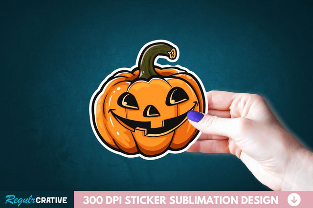 Cute Halloween Pumpkin Sticker Clipart Sublimation Regulrcrative 
