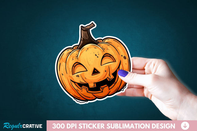Cute Halloween Pumpkin Sticker Clipart Sublimation Regulrcrative 