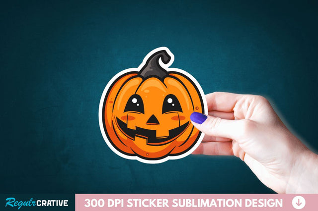 Cute Halloween Pumpkin Sticker Clipart Sublimation Regulrcrative 