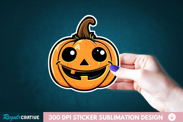 Cute Halloween Pumpkin Sticker Clipart Sublimation Regulrcrative 