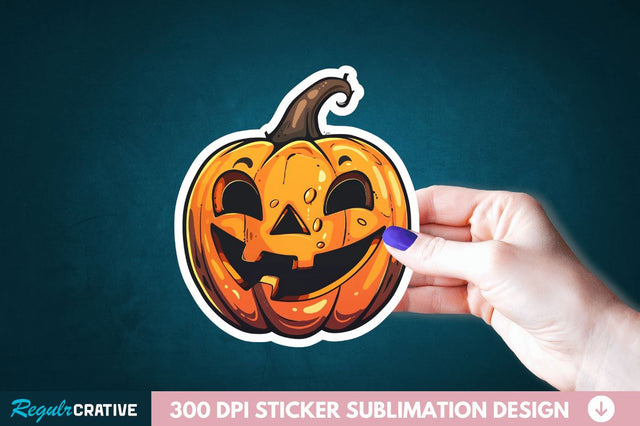 Cute Halloween Pumpkin Sticker Clipart Sublimation Regulrcrative 