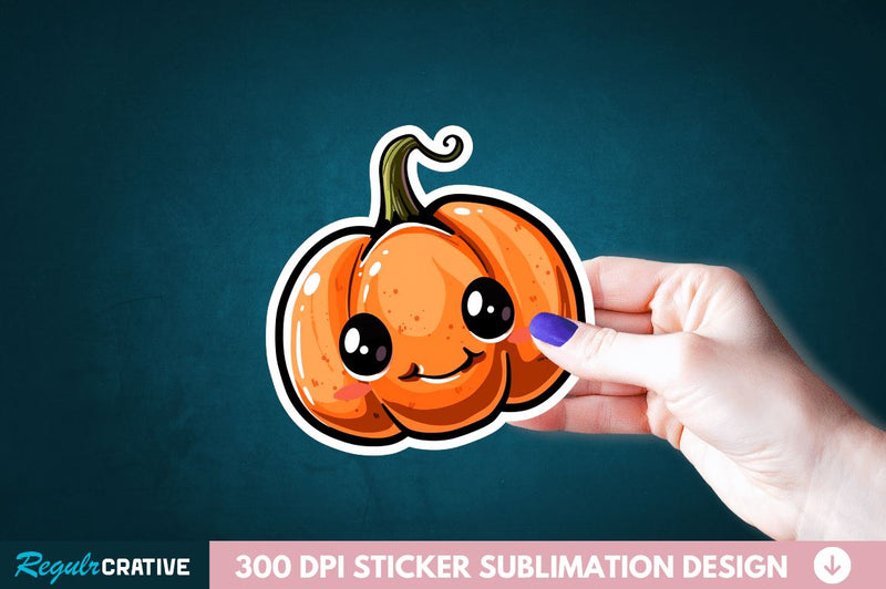 Cute Halloween Pumpkin Sticker Clipart Sublimation Regulrcrative 