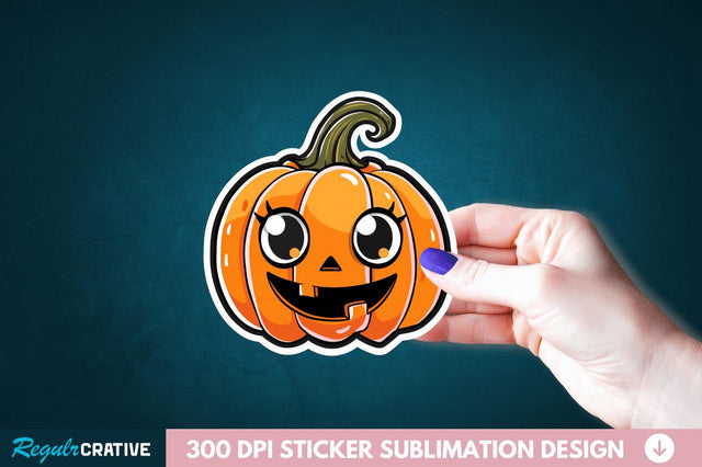 Cute Halloween Pumpkin Sticker Clipart Sublimation Regulrcrative 