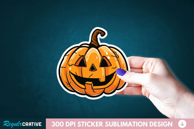Cute Halloween Pumpkin Sticker Clipart Sublimation Regulrcrative 
