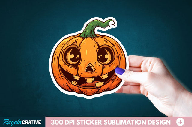 Cute Halloween Pumpkin Sticker Clipart Sublimation Regulrcrative 