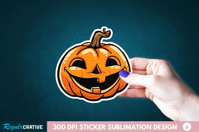 Cute Halloween Pumpkin Sticker Clipart Sublimation Regulrcrative 