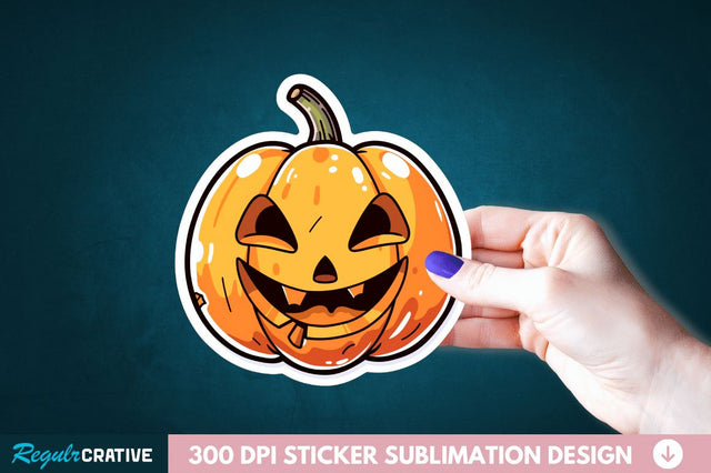 Cute Halloween Pumpkin Sticker Clipart Sublimation Regulrcrative 
