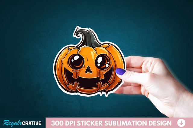 Cute Halloween Pumpkin Sticker Clipart Sublimation Regulrcrative 