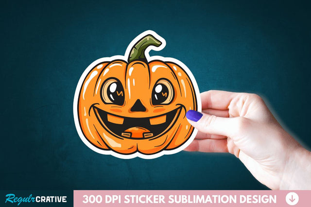 Cute Halloween Pumpkin Sticker Clipart Sublimation Regulrcrative 