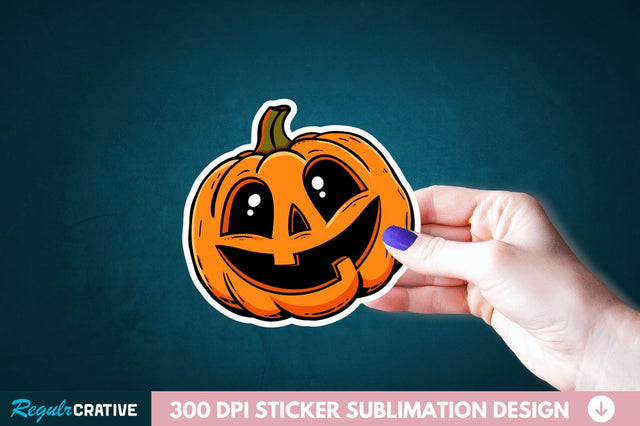 Cute Halloween Pumpkin Sticker Clipart Sublimation Regulrcrative 