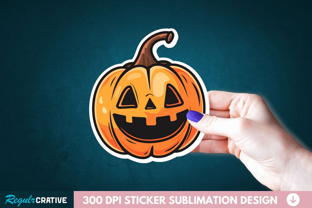 Cute Halloween Pumpkin Sticker Clipart Sublimation Regulrcrative 
