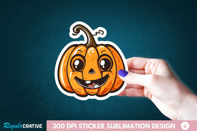 Cute Halloween Pumpkin Sticker Clipart Sublimation Regulrcrative 
