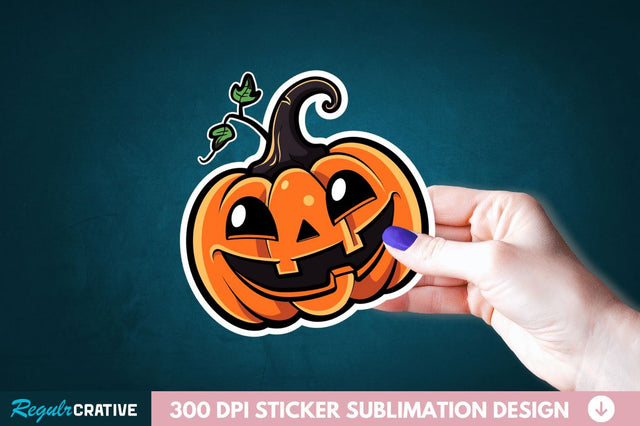 Cute Halloween Pumpkin Sticker Clipart Sublimation Regulrcrative 