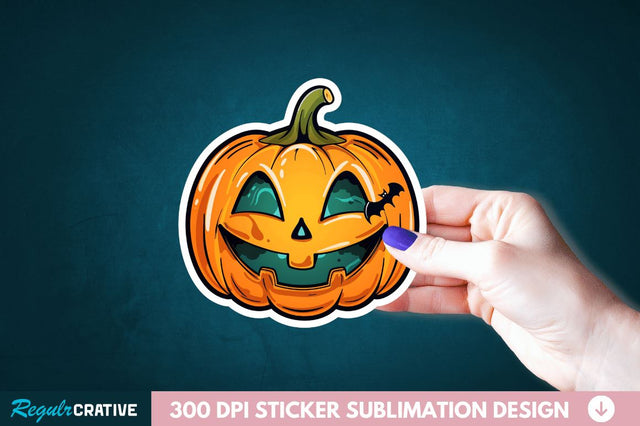 Cute Halloween Pumpkin Sticker Clipart Sublimation Regulrcrative 