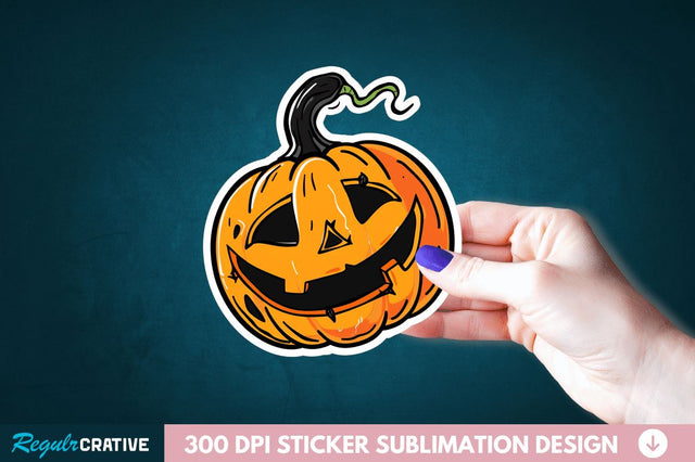 Cute Halloween Pumpkin Sticker Clipart Sublimation Regulrcrative 