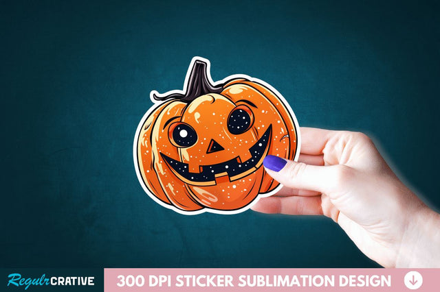 Cute Halloween Pumpkin Sticker Clipart Sublimation Regulrcrative 