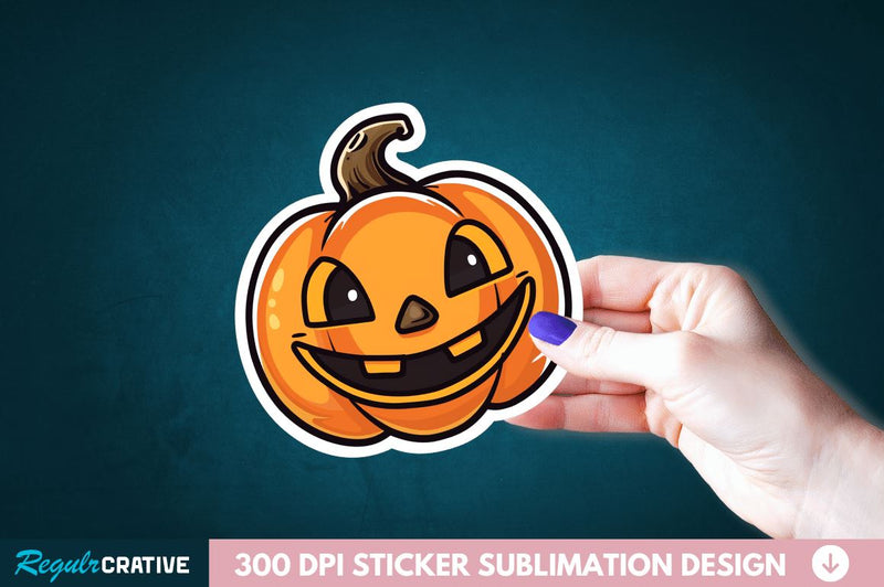 Cute Halloween Pumpkin Sticker Clipart Sublimation Regulrcrative 