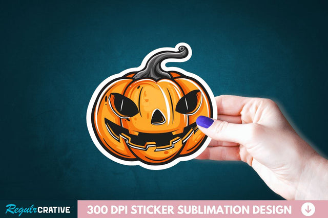 Cute Halloween Pumpkin Sticker Clipart Sublimation Regulrcrative 