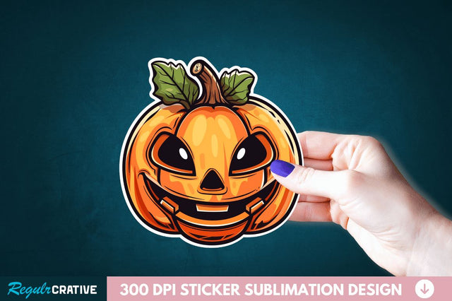 Cute Halloween Pumpkin Sticker Clipart Sublimation Regulrcrative 