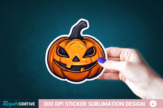 Cute Halloween Pumpkin Sticker Clipart Sublimation Regulrcrative 