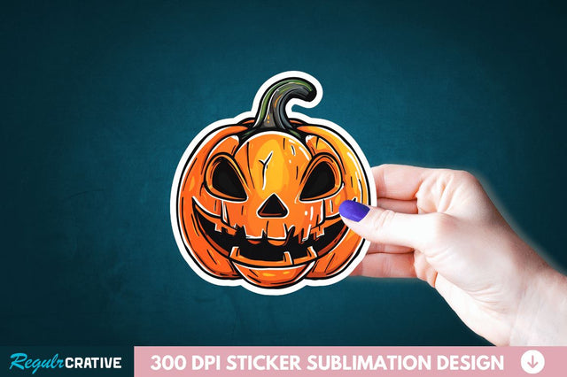 Cute Halloween Pumpkin Sticker Clipart Sublimation Regulrcrative 