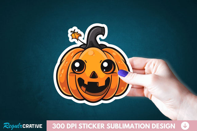 Cute Halloween Pumpkin Sticker Clipart Sublimation Regulrcrative 