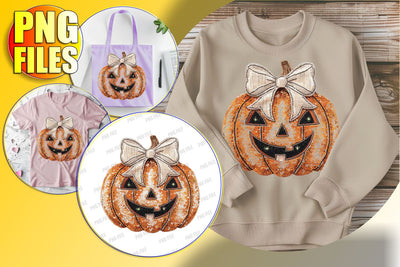 Cute Halloween Pumpkin Sublimation Design - Coquette Bow PNG Sublimation afrosvg 