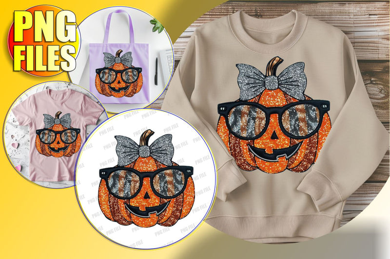 Cute Halloween Pumpkin with Bow Sublimation Clipart PNG Sublimation afrosvg 