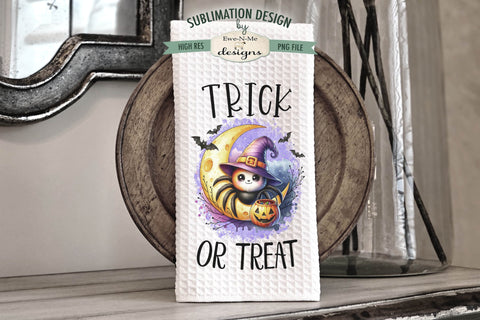 Cute Halloween Spiders Kitchen Towel Sublimation PNG Sublimation Ewe-N-Me Designs 