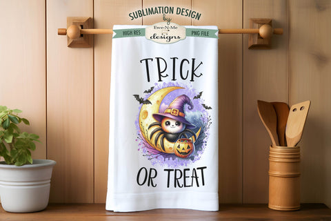 Cute Halloween Spiders Kitchen Towel Sublimation PNG Sublimation Ewe-N-Me Designs 