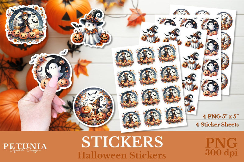Cute Halloween Stickers | Halloween Stickers Sublimation Petunia Digital Design 